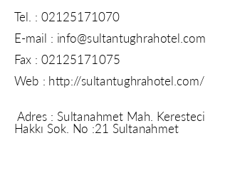 Sultan Tughra Hotel iletiim bilgileri